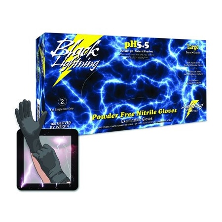 Atlantic Safety Products NITRILE BLACK LIGHTNING SM 100/BX LGBL-S